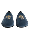 Dolce & Gabbana Blue Velvet DG Logo Loafers Formal Shoes