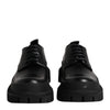 Dolce & Gabbana Black Leather Lace Up Derby Men Dress Shoes