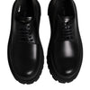 Dolce & Gabbana Black Leather Lace Up Derby Men Dress Shoes