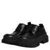 Dolce & Gabbana Black Leather Lace Up Derby Men Dress Shoes