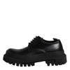 Dolce & Gabbana Black Leather Lace Up Derby Men Dress Shoes