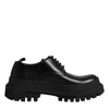 Dolce & Gabbana Black Leather Lace Up Derby Men Dress Shoes