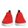 Dolce & Gabbana Red Logo Low Top Slip On Men Sneakers Shoes
