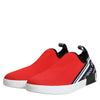 Dolce & Gabbana Red Logo Low Top Slip On Men Sneakers Shoes