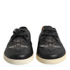Dolce & Gabbana Black Leather Bee Crown Low Top Sneakers Shoes