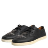 Dolce & Gabbana Black Leather Bee Crown Low Top Sneakers Shoes