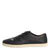 Dolce & Gabbana Black Leather Bee Crown Low Top Sneakers Shoes