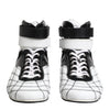 Dolce & Gabbana Black White Leather High Top Sneakers Shoes