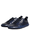 Dolce & Gabbana Dark Blue Leather Low Top Men Sneakers Shoes