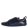 Dolce & Gabbana Dark Blue Leather Low Top Men Sneakers Shoes