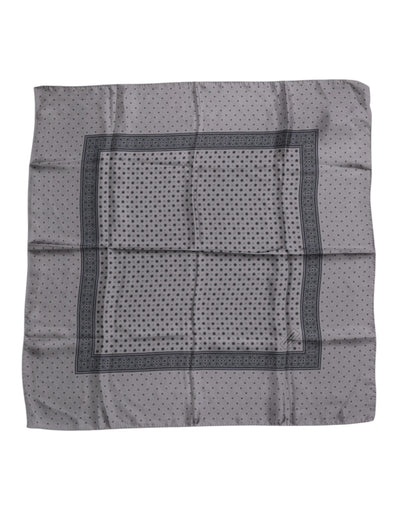 Dolce & Gabbana Gray Polka Dot Silk Square Men Foulard Scarf