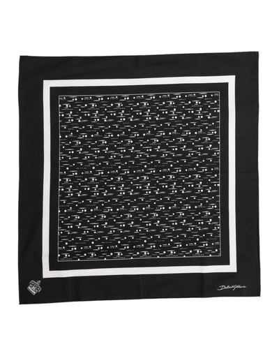Dolce & Gabbana Black White Printed Square Foulard Scarf