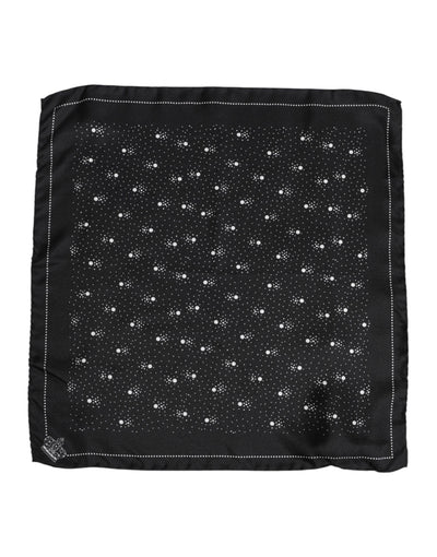 Dolce & Gabbana Black White Printed Square Men Foulard Scarf