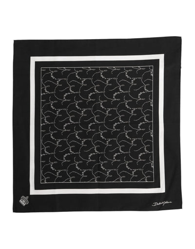 Dolce & Gabbana Black White Printed Square Foulard Scarf