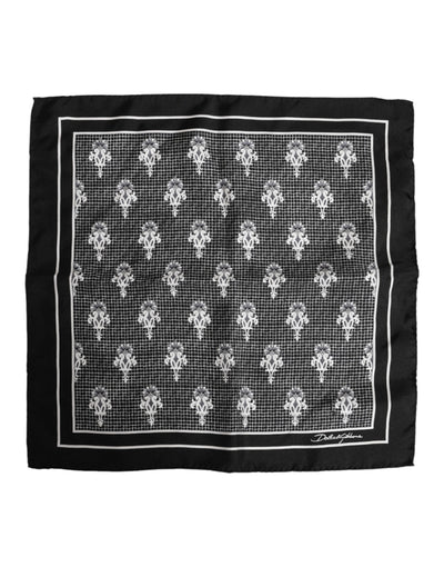 Dolce & Gabbana Black White Printed Square Foulard Scarf
