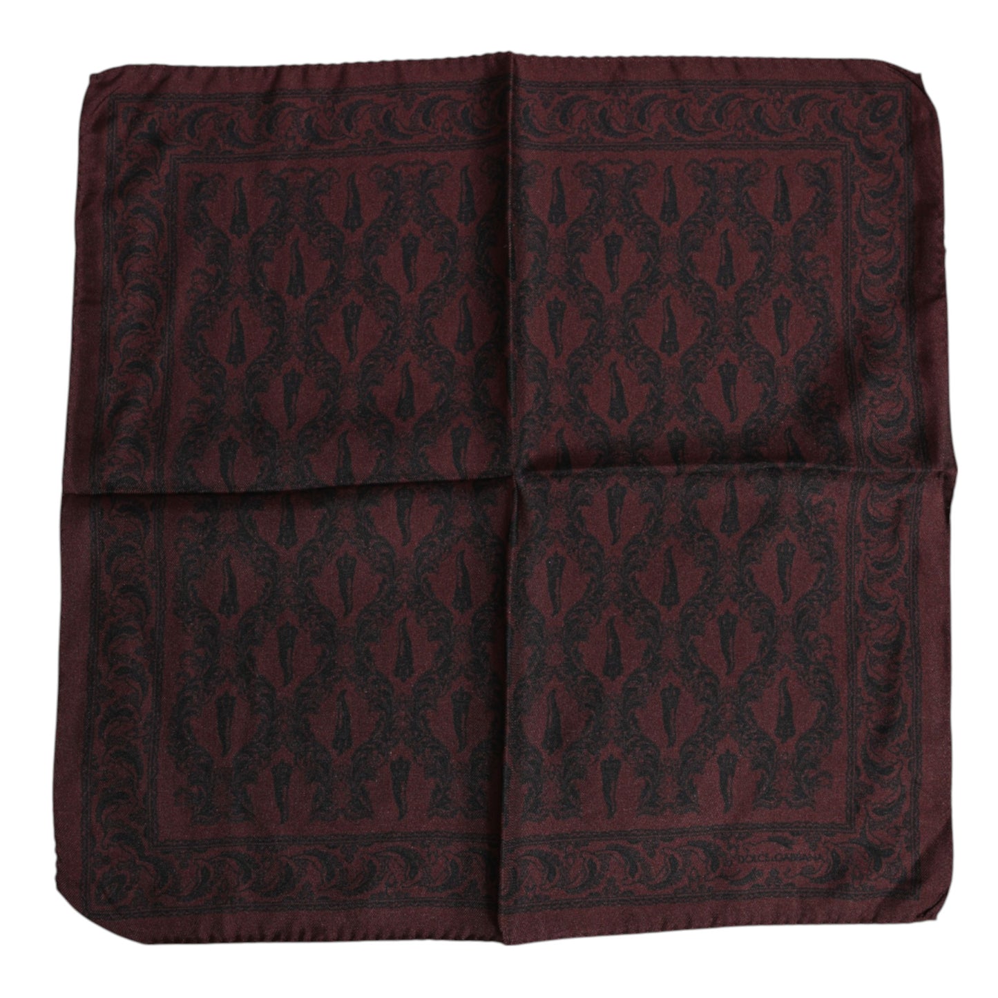 Dolce & Gabbana Maroon Black Printed Square Men Foulard Scarf