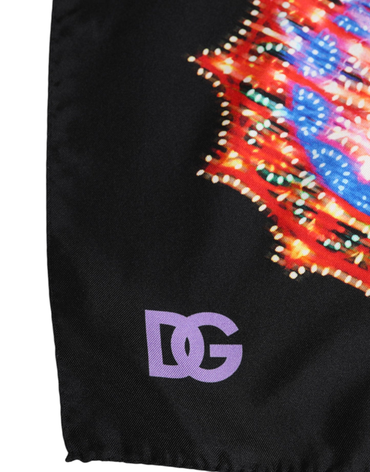 Dolce &amp; Gabbana – Schwarzer, quadratischer Foulard-Schal mit mehrfarbigem Print