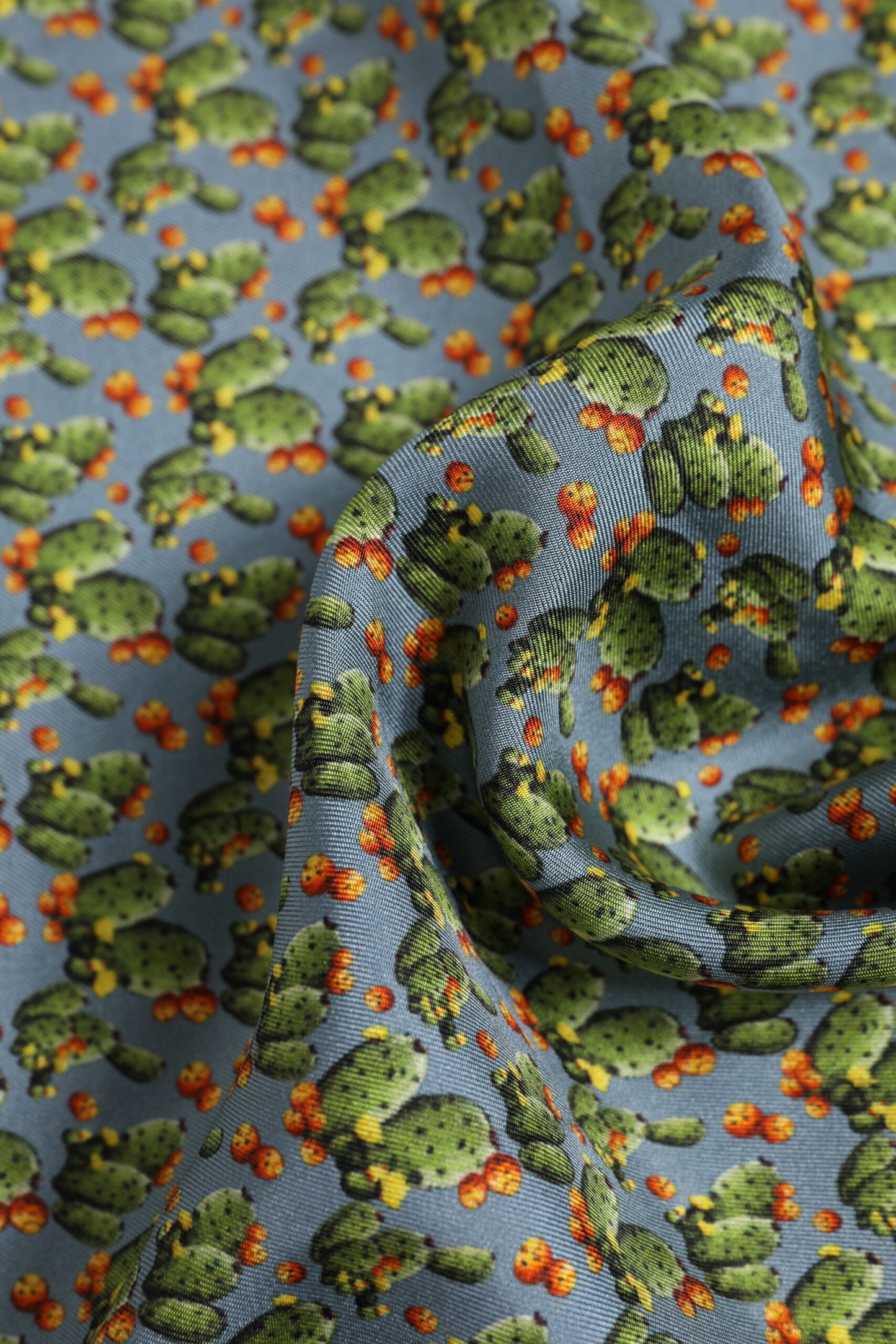 Dolce &amp; Gabbana – Quadratischer Foulard-Schal mit Kaktus-Print in Grau und Grün