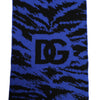 Dolce & Gabbana Blue Black Logo Neck Warmer Wrap Shawl Scarf
