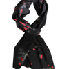 Dolce & Gabbana Black Floral Print Neck Warmer Wrap Scarf
