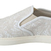 Dolce & Gabbana White Leather Lace Slip On Loafers Shoes