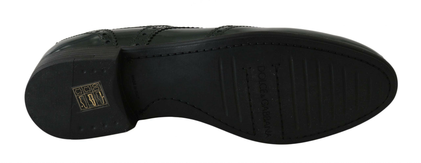 Dolce &amp; Gabbana – Grüne Broque-Oxford-Flügelschuhe aus Leder