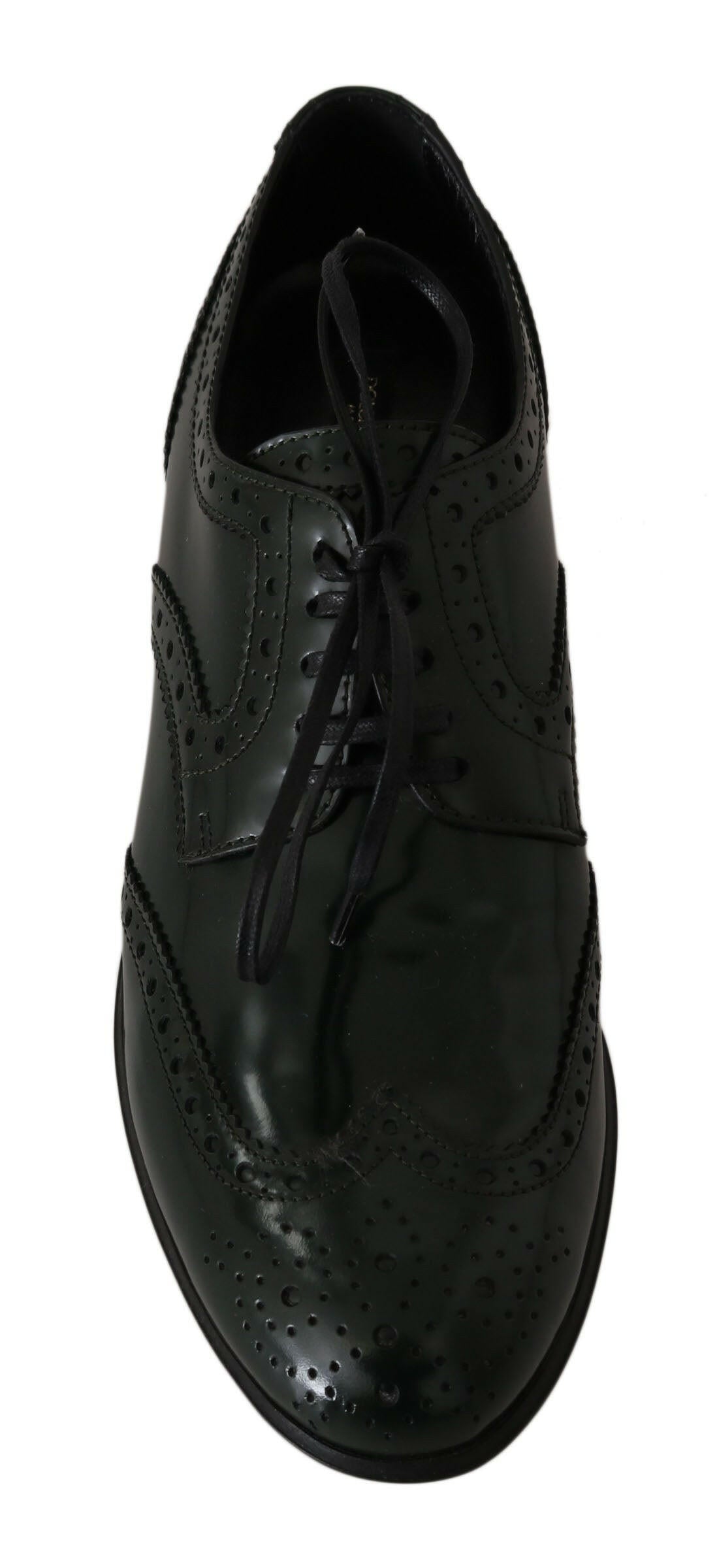 Dolce &amp; Gabbana – Grüne Broque-Oxford-Flügelschuhe aus Leder