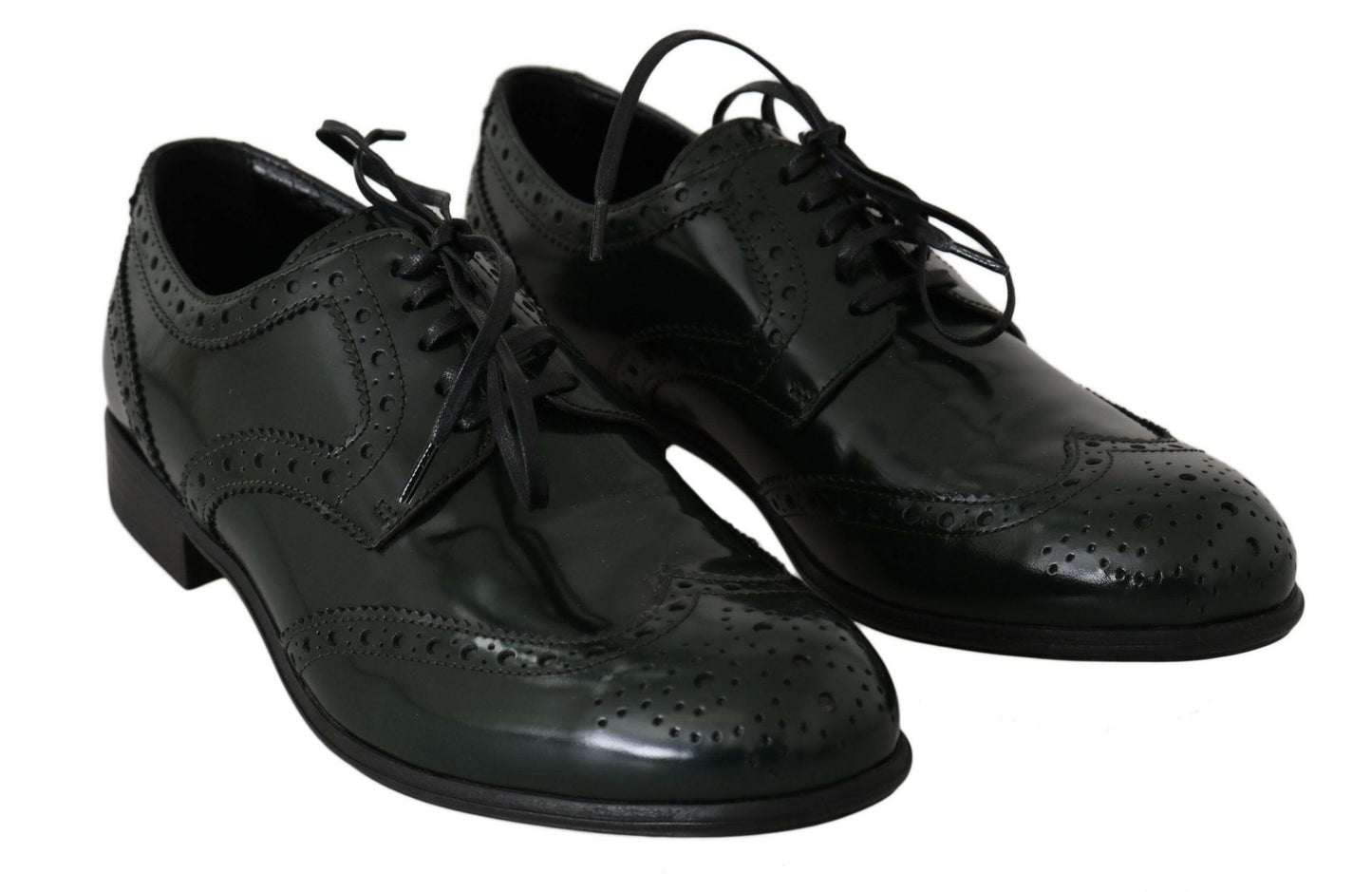 Dolce &amp; Gabbana – Grüne Broque-Oxford-Flügelschuhe aus Leder