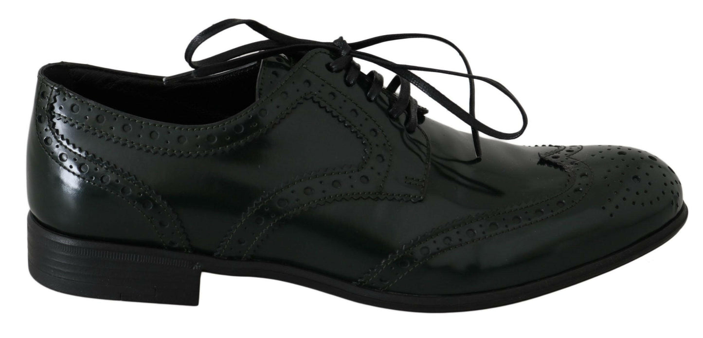 Dolce &amp; Gabbana – Grüne Broque-Oxford-Flügelschuhe aus Leder