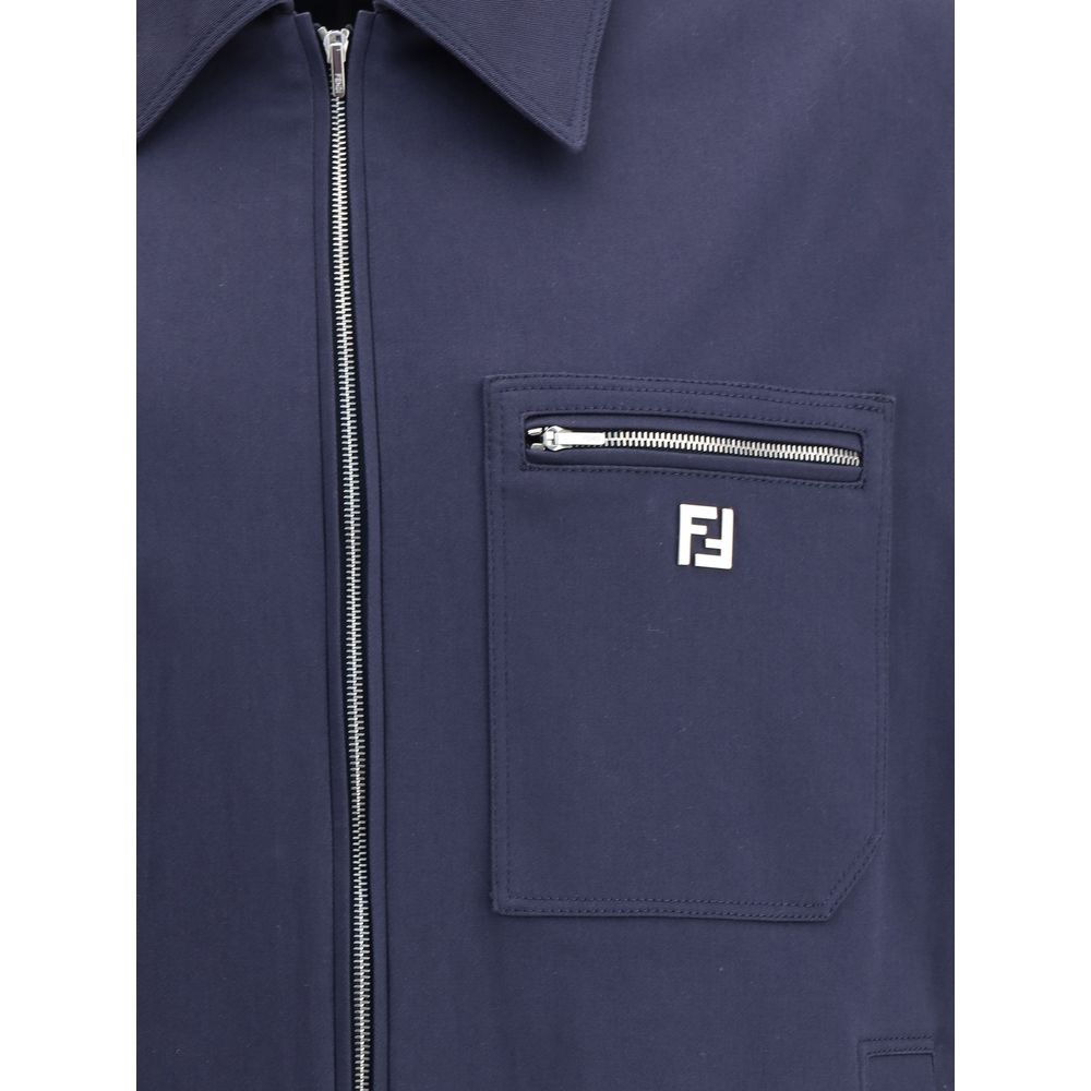 Fendi Bikerjacke aus blauer Baumwolle
