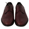 Dolce & Gabbana Red Bordeaux Leather Derby Formal Shoes