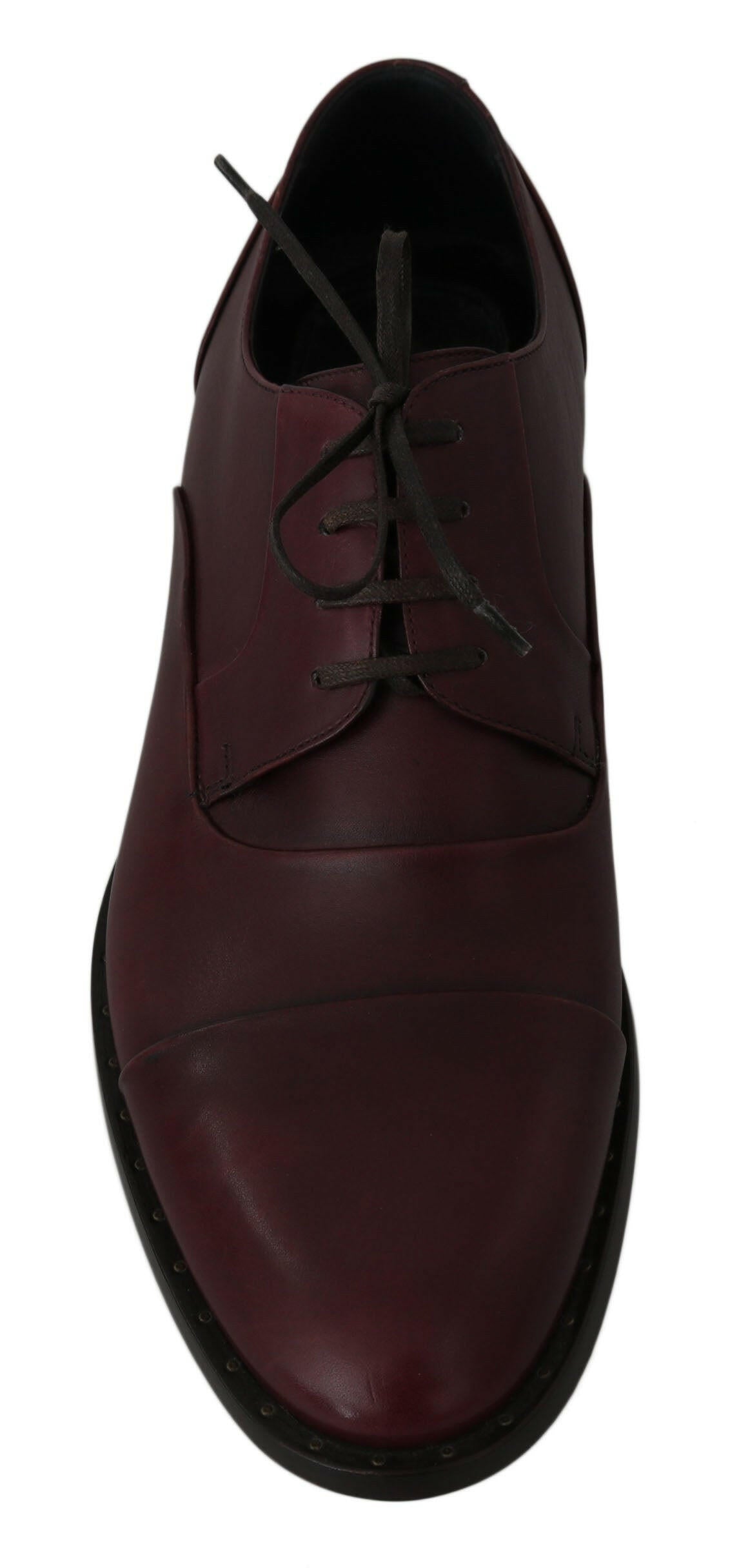Dolce & Gabbana Red Bordeaux Leather Derby Formal Shoes