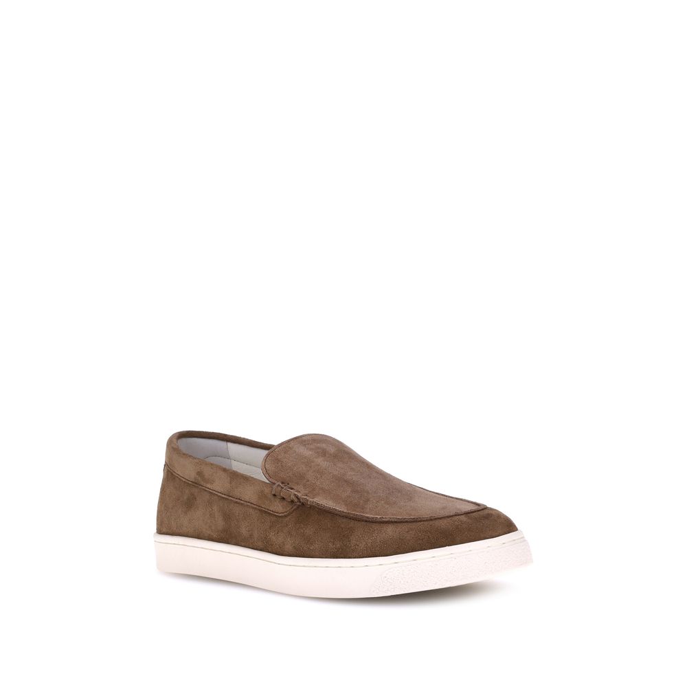 Brunello Cucinelli Bos Taurus Low-Top-Sneaker aus braunem Kalbsleder