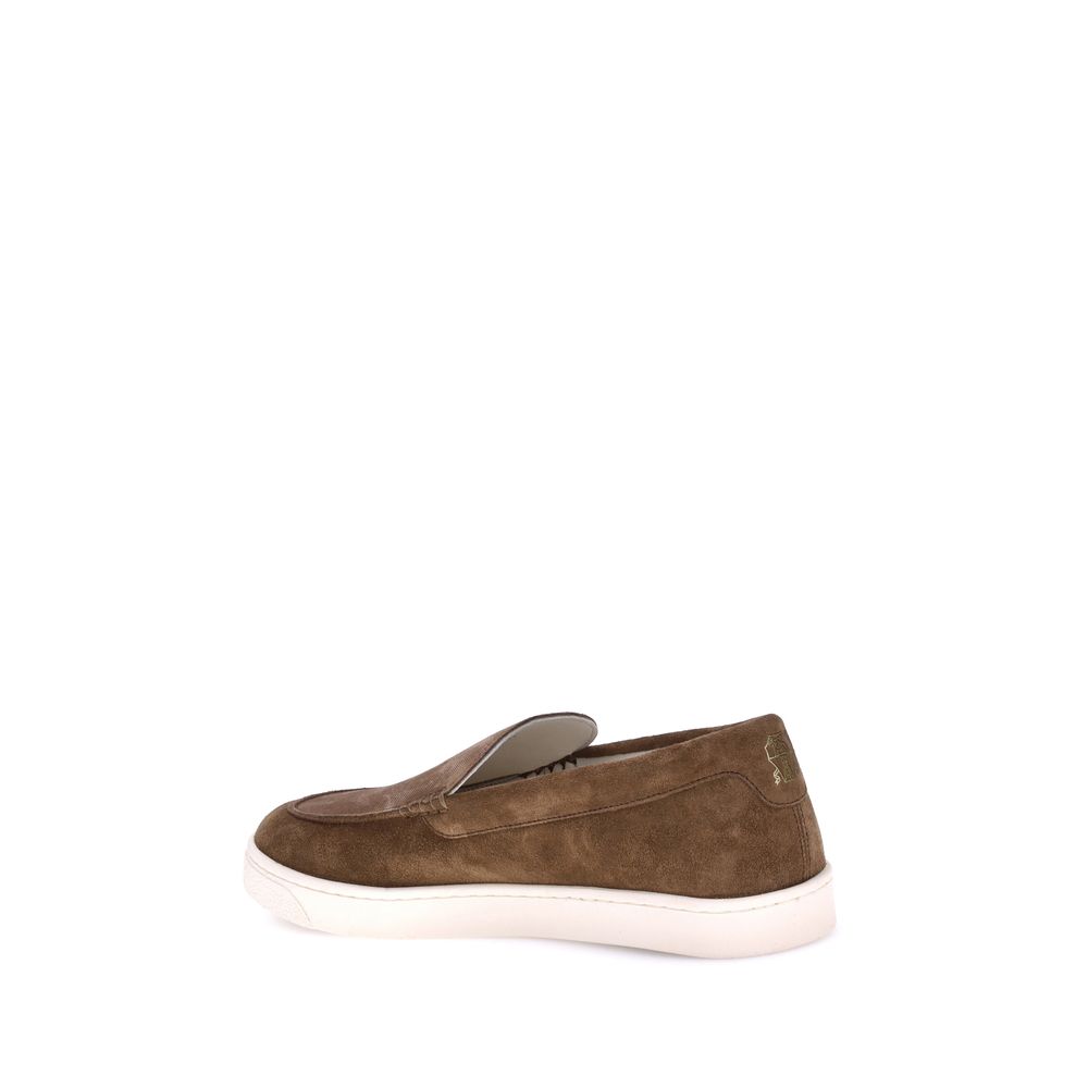 Brunello Cucinelli Bos Taurus Low-Top-Sneaker aus braunem Kalbsleder