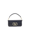 Valentino Garavani Black Calf Leather Bos Taurus Shoulder Bag