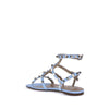 Valentino Garavani Light Blue Calf Leather Bos Taurus Flat Sandals