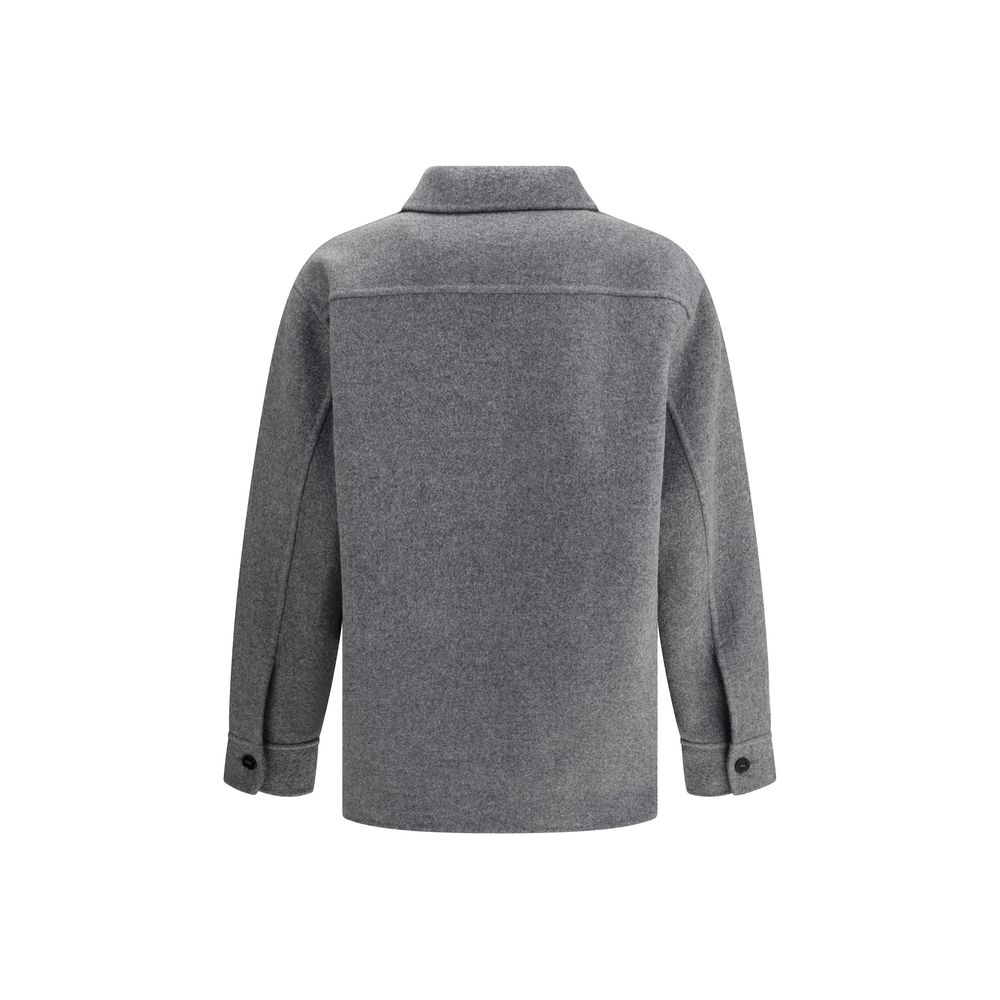 Jil Sander Grauer Fleece-Wollmantel
