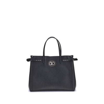 Valentino Garavani Black Calf Leather Bos Taurus Shoulder Bag