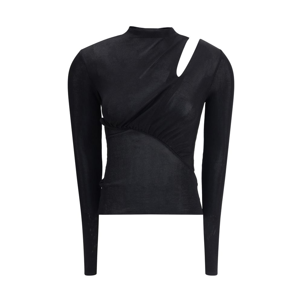 Schwarzes Viskose-Top von Self-Portrait