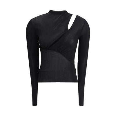 Schwarzes Viskose-Top von Self-Portrait