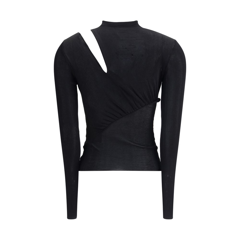 Schwarzes Viskose-Top von Self-Portrait