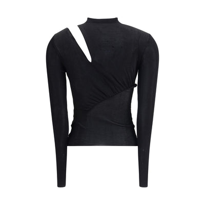 Schwarzes Viskose-Top von Self-Portrait