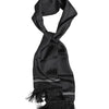 Dolce & Gabbana Black White Polka Dot Fringes Foulard Scarf