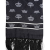 Dolce & Gabbana Black Silk Crown Fringes Men Foulard Scarf