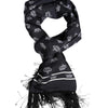 Dolce & Gabbana Black Silk Crown Fringes Men Foulard Scarf