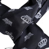 Dolce & Gabbana Black Silk Crown Fringes Men Foulard Scarf