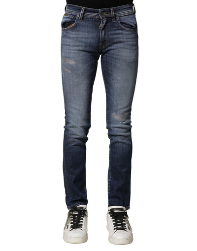 Dolce & Gabbana Blue Washed Cotton Slim Fit Men Denim Jeans
