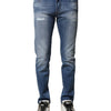Dolce & Gabbana Blue Washed Cotton Skinny Men Denim Jeans