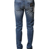 Dolce & Gabbana Blue Washed Cotton Skinny Men Denim Jeans