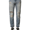 Dolce & Gabbana Light Blue Tattered Straight Men Denim Jeans